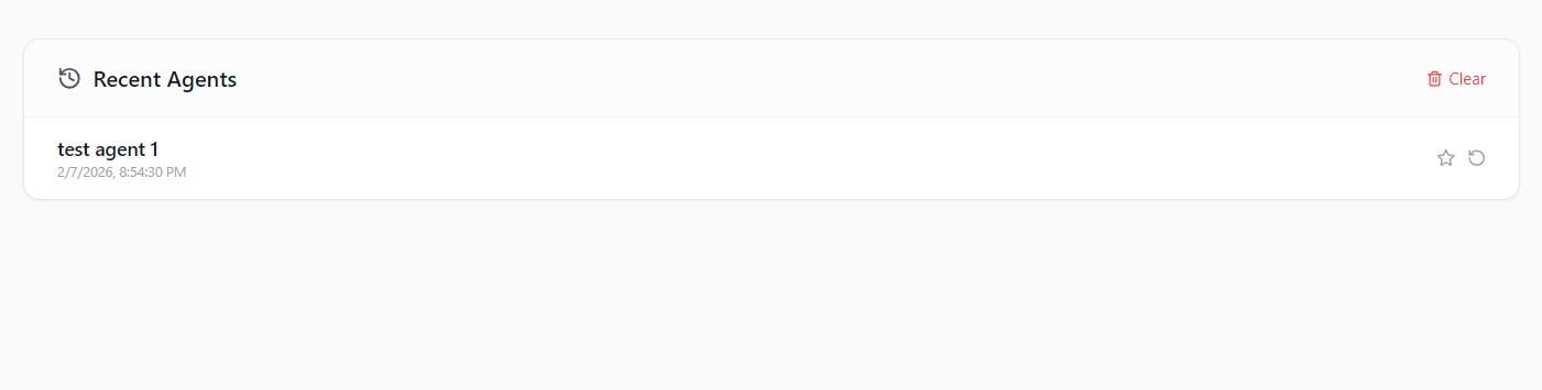 Recent Agents History