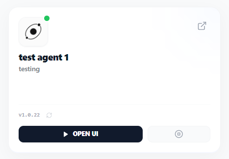 Running Agent Card with Stop and Open UI