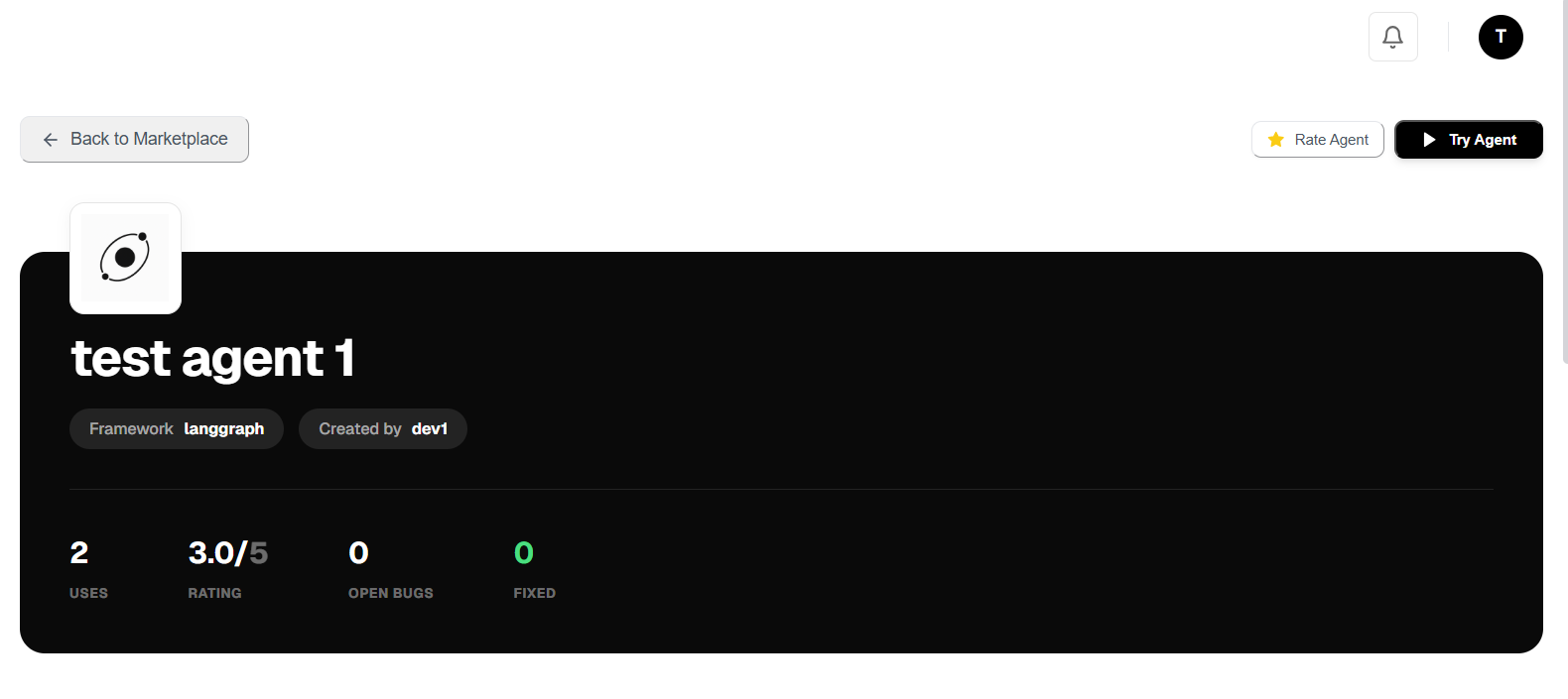 Try Agent Button on Agent Page